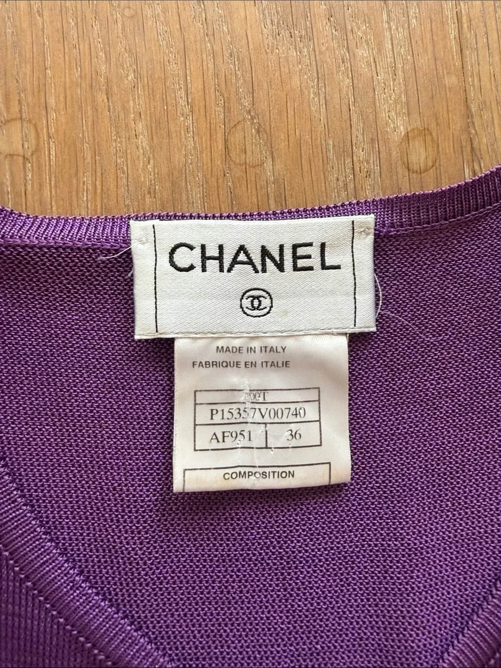 Authentic CHANEL purple sleeveless dress tank buttons size 36
